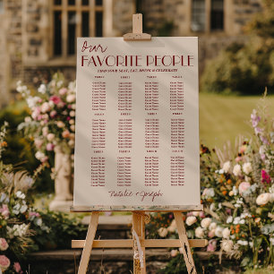Burgundy Ivory Old Money Wedding Seating Charts Foam Board