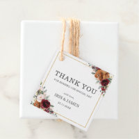 Burgundy Ivory Orange Floral Wedding Thank You Favor Tags
