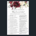 Burgundy Ivory Rose Floral Wedding Traditions Game<br><div class="desc">Simply press the customize it button to edit texts,  further re-arrange and format the style and placement of the texts.  Matching items available in store!  Answer Key: 1.L 2.P 3.E 4.N 5.B 6.A 7.G 8.M 9.O 10.H 11.D 12.C 13.J 14.K 15.F 16.R 17.I 18.Q (c) The Happy Cat Studio.</div>