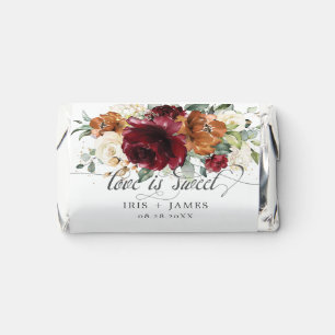 Burgundy Ivory Rust Floral Wedding Love is Sweet Hershey's Miniatures