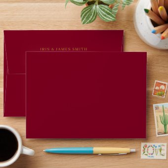 Burgundy Ivory Rust Orange 5x7 Card Wedding A7 Envelope | Zazzle