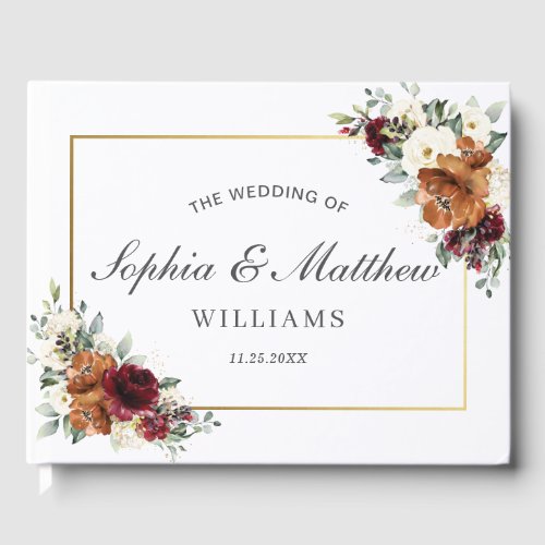 Burgundy Ivory Rust Orange Floral Greenery Wedding