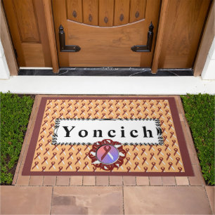 Burgundy-Ivory Standard Ribbon by Kenneth Yoncich Doormat