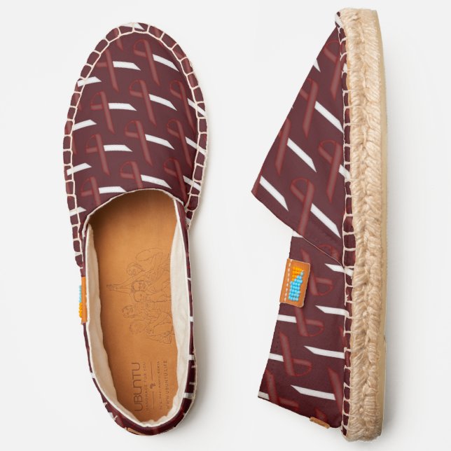 Burgundy-Ivory Standard Ribbon by Kenneth Yoncich Espadrilles (Side)