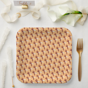 Burgundy-Ivory Standard Ribbon by Kenneth Yoncich Paper Plates