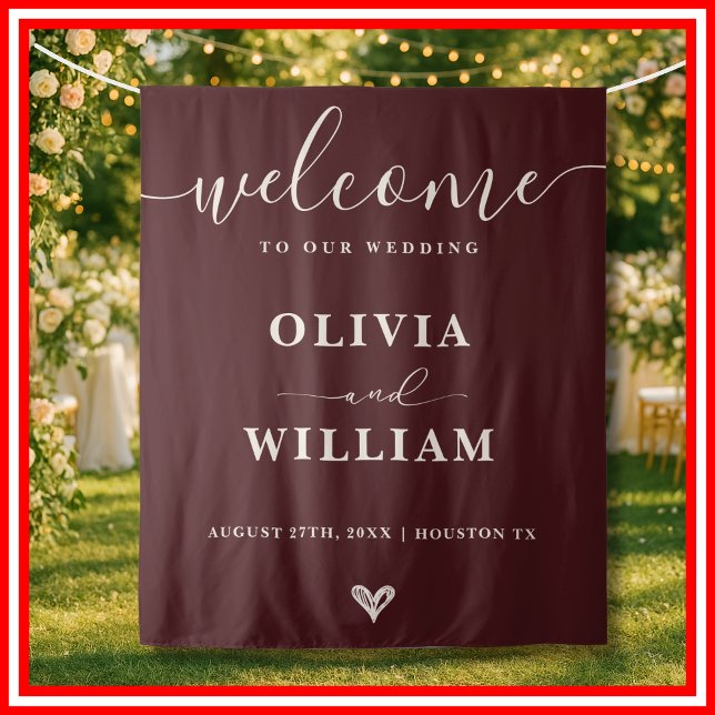 Burgundy & Ivory Wedding Welcome Backdrop (Creator Uploaded)