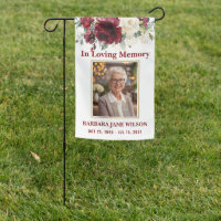 Burgundy Ivory White Floral Photo Funeral Memorial