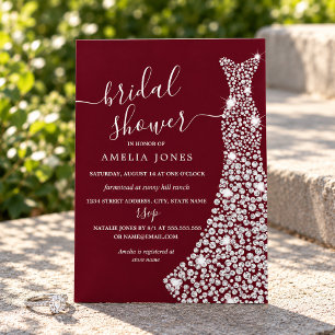 Burgundy Jewel Dress Bridal Shower Invitation