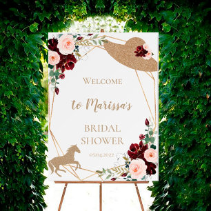 Burgundy Kentucky Derby Bridal Shower Welcome Foam Board