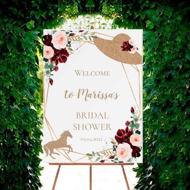 Burgundy Kentucky Derby Bridal Shower Welcome  Foam Board (Creator Uploaded)