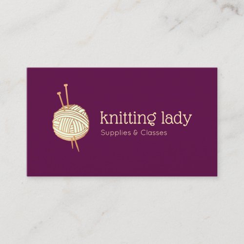 Burgundy Knitting Crochet Yarn Ball Logo Business Card