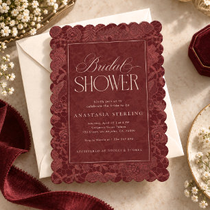 Burgundy Lace Bridal Shower  Invitation