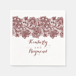 Burgundy Lace Paper Napkins