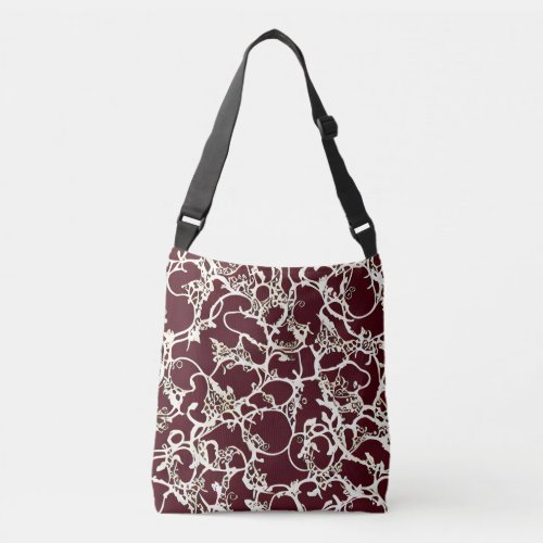 Burgundy Lace Swirls  Crossbody Bag