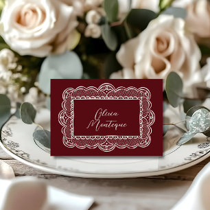 Burgundy Lace Vintage Elegant Wedding Place Card