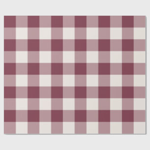 Burgundy Large Gingham Check Plaid Wrapping Paper