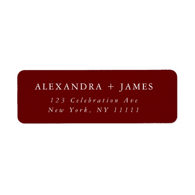 Burgundy Large Text Modern Return Address Label (Front)