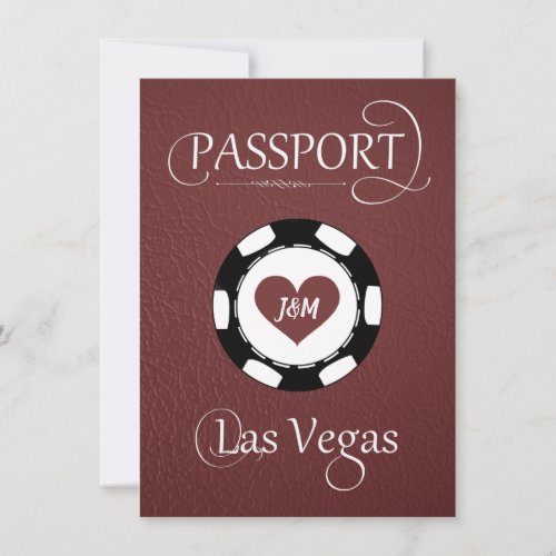 Burgundy Las Vegas Passport Save the Date Card