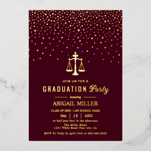 Burgundy Law school Class Of 2026 graduation gold
