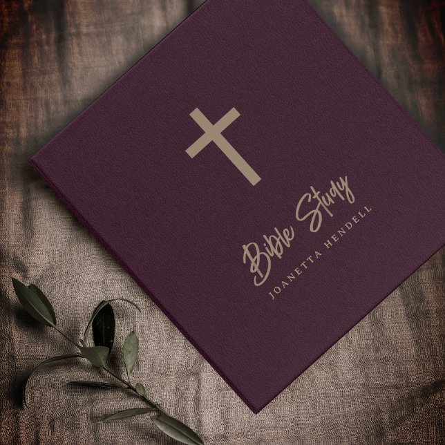 Burgundy Leather Look Gold Cross Bible Study 3 Ring Binder (Creator Uploaded)