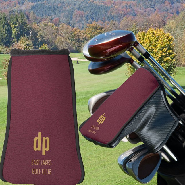 Burgundy Leather Look Monogram Custom Name Putter Golf Head Cover (Creator Uploaded)