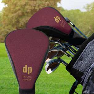 Burgundy Leather Look Monogram Personalized Name Golf Head Cover