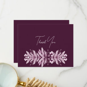 Burgundy Leaves Bridal Shower Thank You Card