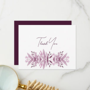 Burgundy Leaves Bridal Shower Thank You Card