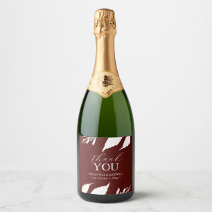 Burgundy Leaves Champagne Wedding Stickers