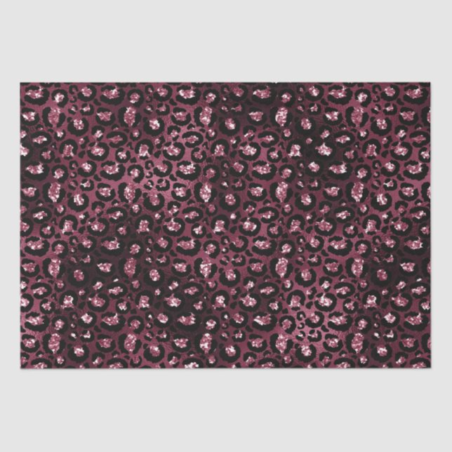 Burgundy Leopard Print Glitter Tissue Paper (Front)
