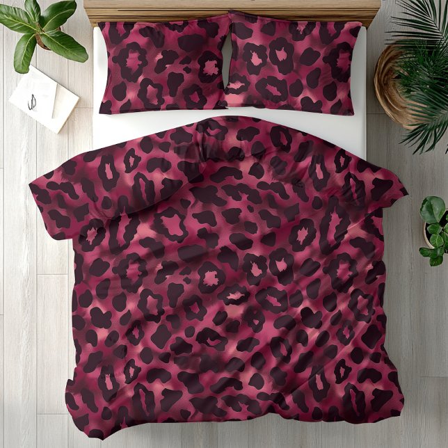 Burgundy Leopard Spot Cheetah Pattern Duvet Cover (Creator Uploaded)