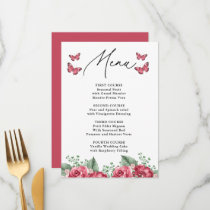 Burgundy Lifetime of Butterflies Bridal Shower Menu