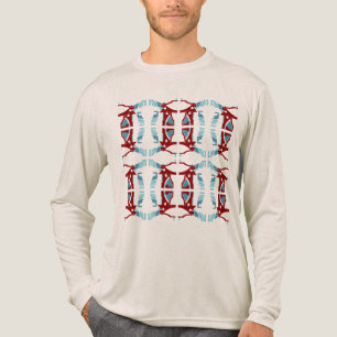 Burgundy Light Blue Large Tiles Southwest Art Tri-Blend Shirt