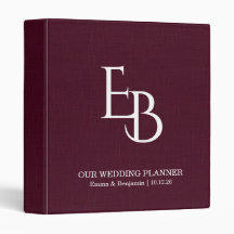 Burgundy Linen Monogram Elegant Wedding Design