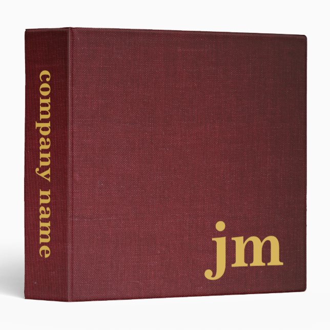 Burgundy linen texture customer design  3 ring binder (Front/Spine)