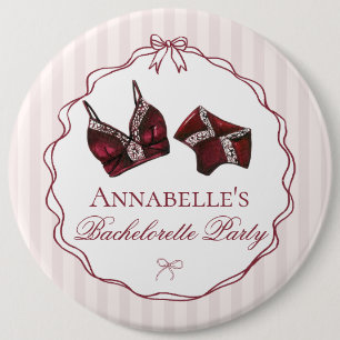 Burgundy Lingerie Shower Bachelorette Party Favor Button