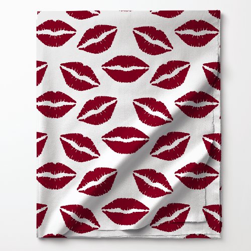 Burgundy Lipstick Kisses Pattern Fabric