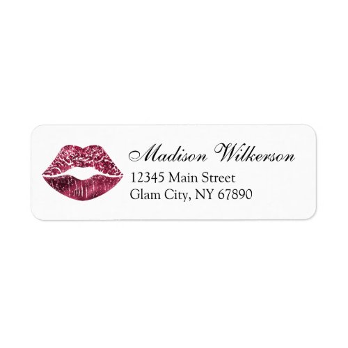 Burgundy Lipstick Makeup Artist Address Label