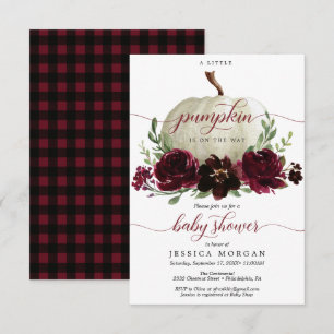 Burgundy Little Pumpkin Baby Shower Invitation
