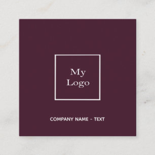 Burgundy logo QR code elegant  Square Business Card