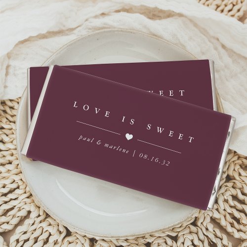 Burgundy  Love is Sweet Classic Elegant Wedding Hershey Bar Favors