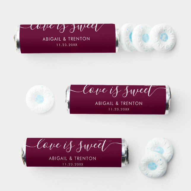 Burgundy Love is Sweet Custom Wedding Breath Savers® Mints (Assorted)