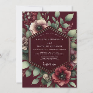 Burgundy Lush Bloom Wedding Invitation