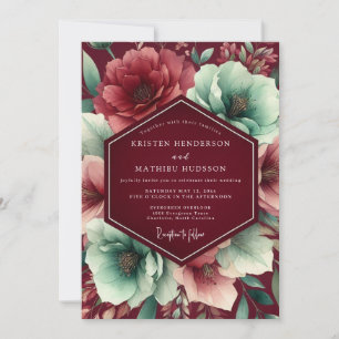 Burgundy Lush Botanical Wedding Invitation