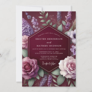 Burgundy Lush Floral Dream Wedding Invitation