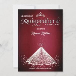 Burgundy luxury adorable sparkle dress Quince Invitation