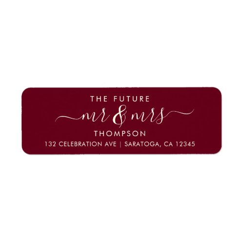 Burgundy Luxury Elegant Future MR and MRS Address Label