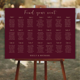 Burgundy Luxury Wedding Seating Chart Sign