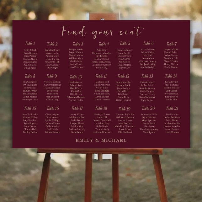 Burgundy Luxury Wedding Seating Chart Sign (Creator Uploaded)