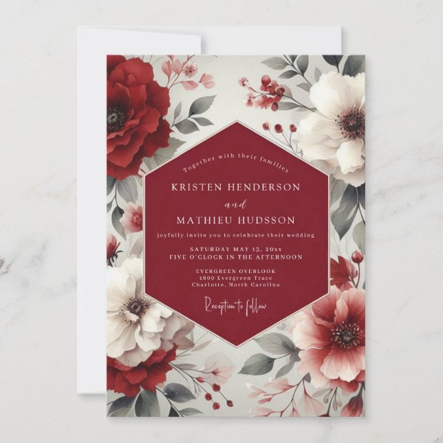 Burgundy Majestic Autumnal Wedding Invitation (Front)